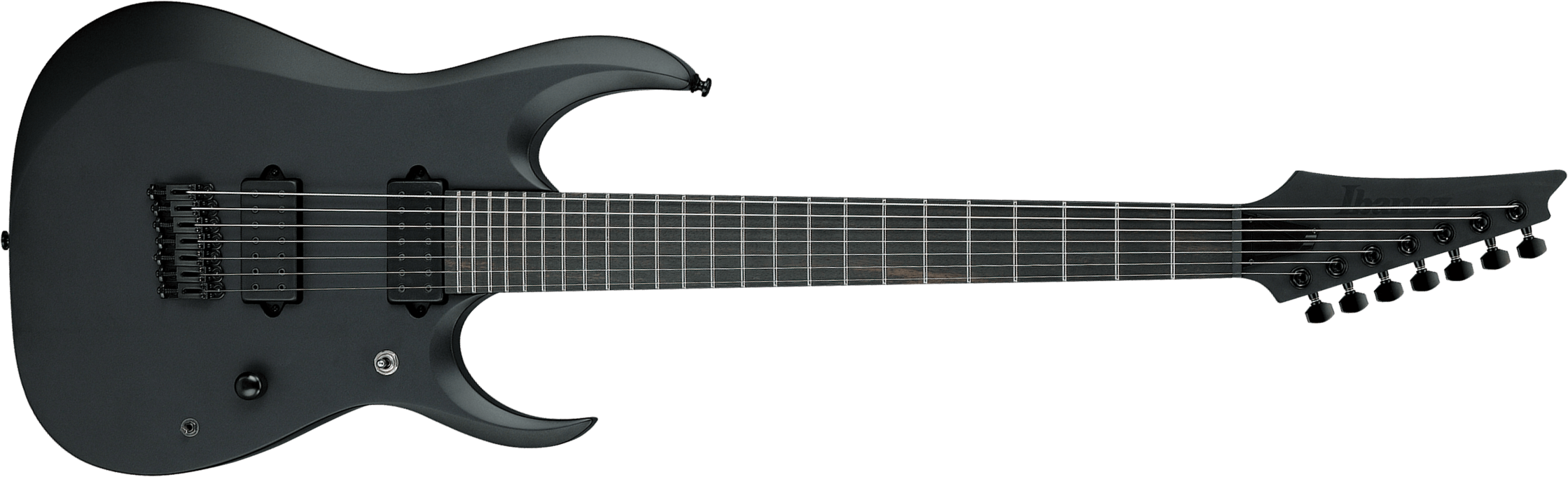 Ibanez Rgdrb71 Bkf Iron Label 7c Baryton 2h Dimarzio Ht Eb - Black Flat - Baritone guitar - Main picture