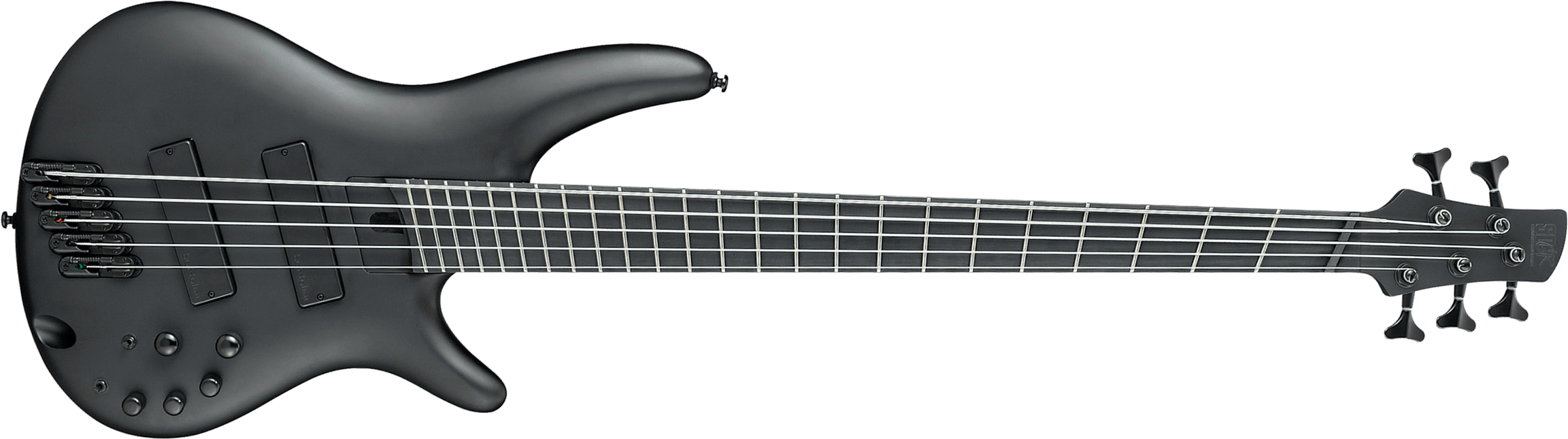 Ibanez Srms625ex Bkf Iron Label 5c Active Bartolini Ebo - Black Flat - Solid body electric bass - Main picture