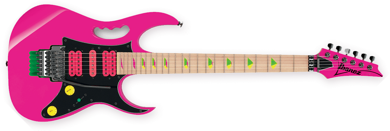 Ibanez Steve Vai Jem777 Sk Japan Hsh Dimarzio Fr - Shocking Pink - Str shape electric guitar - Main picture