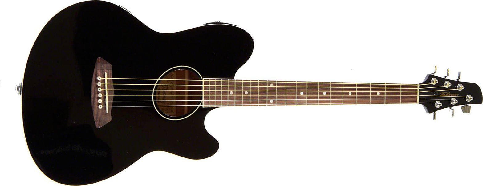 Ibanez Tcy10e Bk Talman Cw Epicea Sapele Pur - Black - Folk guitar - Main picture