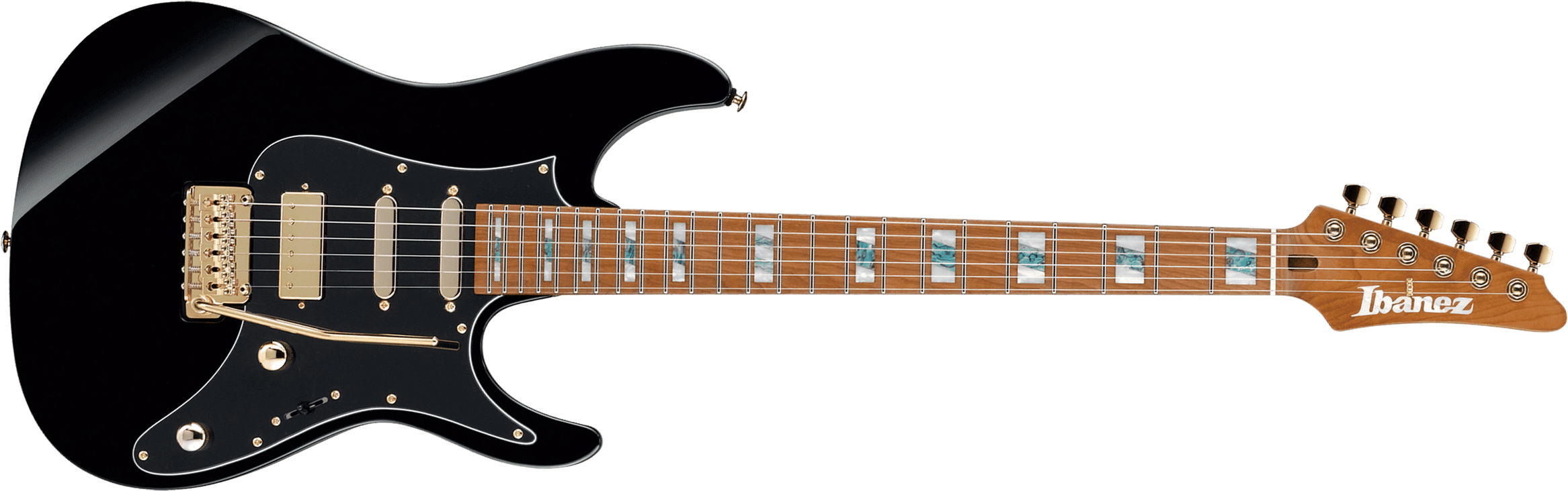Ibanez Tim Henson Thbb10 Bk Premium Signature Hss Trem Mn +housse - Black - Str shape electric guitar - Main picture