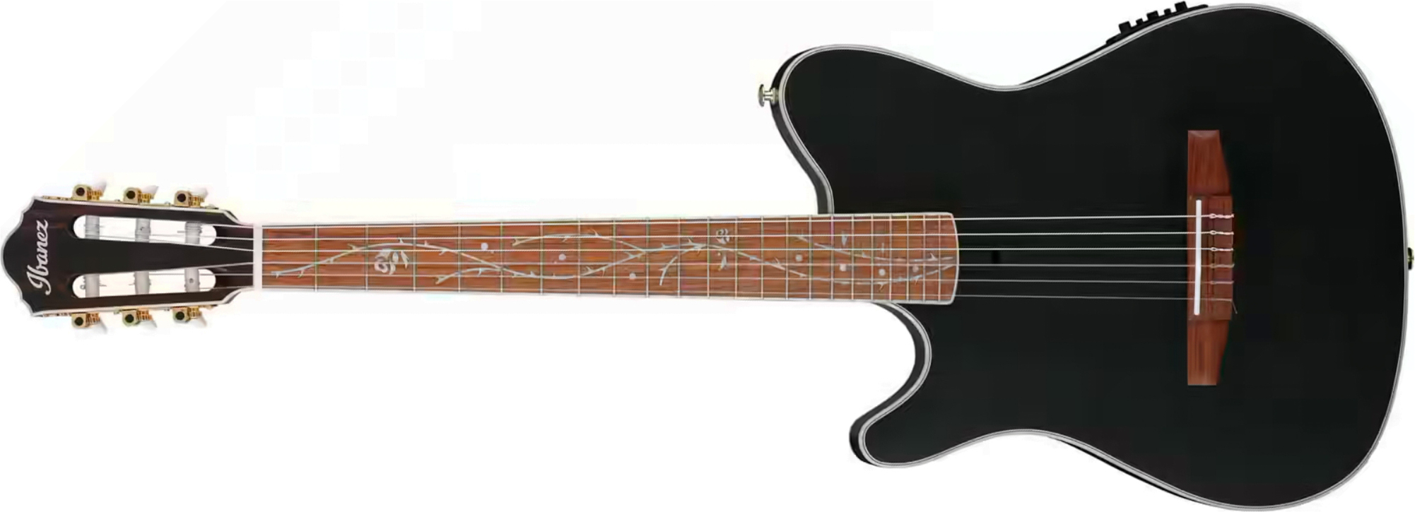 Ibanez Tim Henson Tod10n Tkf Ind Signature Lh Gaucher Epicea Sapele Rw - Transparent Black Flat - Classical guitar 4/4 size - Main picture