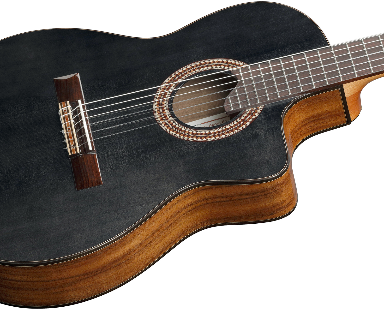 Ibanez Ga360tce Nt Classical 4/4 Thinline Epicea Acacia Rw - Transparent Black High Gloss - Classical guitar 4/4 size - Variation 2
