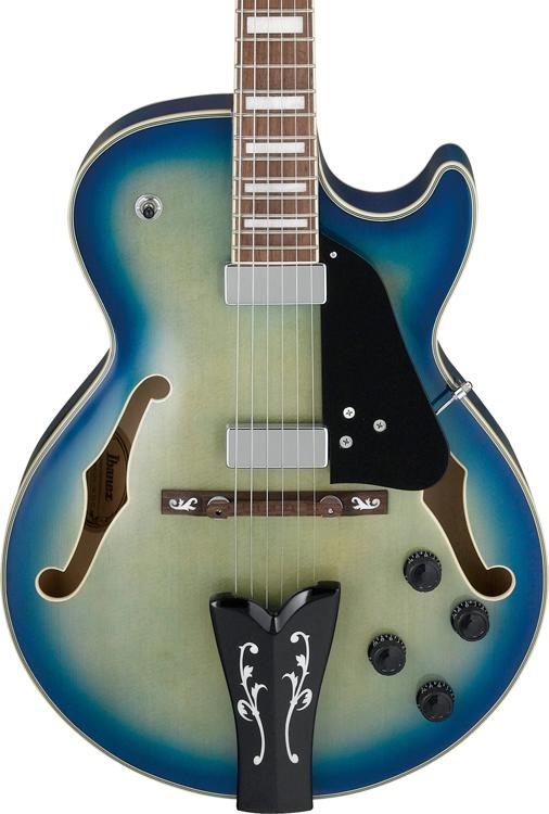 Ibanez George Benson Gb10em Jbb Signature Hh Ht Eb - Jet Blue Burst - Hollow-body electric guitar - Variation 1