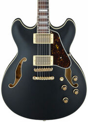 Semi-hollow electric guitar Ibanez AS73G BKF Artcore - Black flat