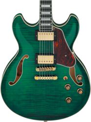 Semi-hollow electric guitar Ibanez Artcore Expressionist AS93FM TMG - Transparent Moss Green 
