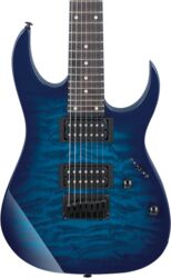 Str shape electric guitar Ibanez GIO GRG7221QA TBB 7-String - transparent blue burst