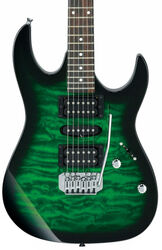 Str shape electric guitar Ibanez GRX70QA TEB GIO - Transparent emerald burst