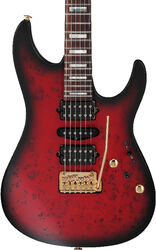 Str shape electric guitar Ibanez Prestige Japan Kiko Loureiro KIKO300 RTT - Ruby Red Sunburst Flat
