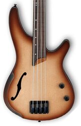 Semi & hollow-body electric bass Ibanez SRH500F NNF Fretless Workshop - Natural browned burst flat