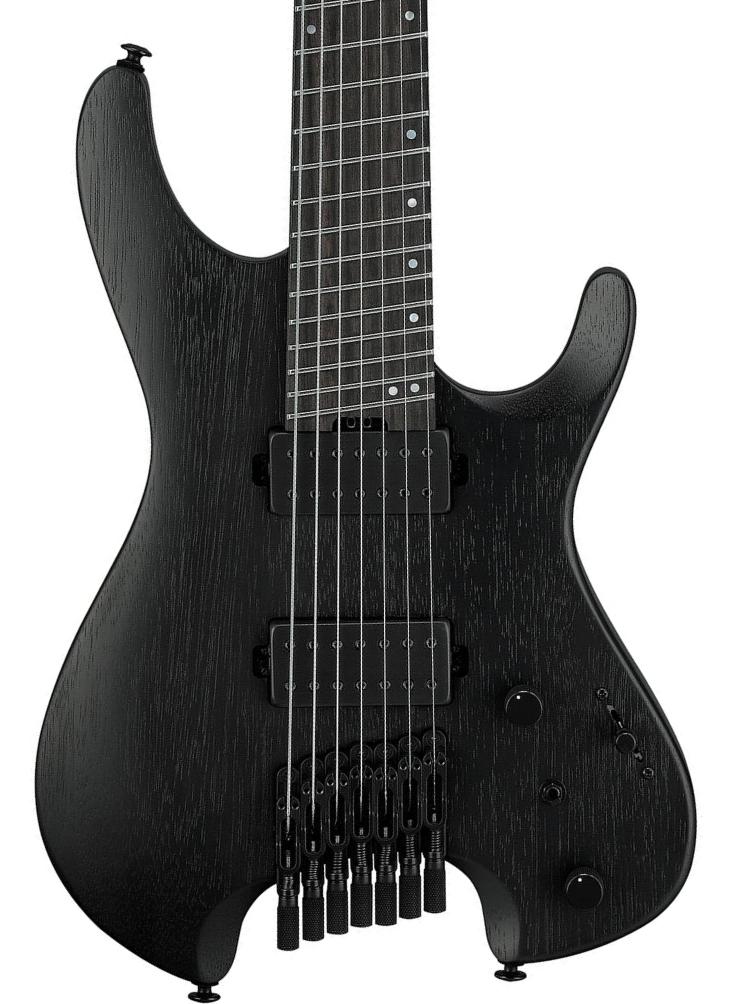 Double cut electric guitar Ibanez Quest QX527B WK 7-String - weathered black