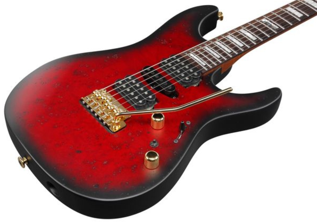Ibanez Kiko Loureiro Kiko300 Rrt Prestige Jap Signature Hsh Dimarzio Fr Rw - Ruby Red Sunburst Flat - Str shape electric guitar - Variation 2