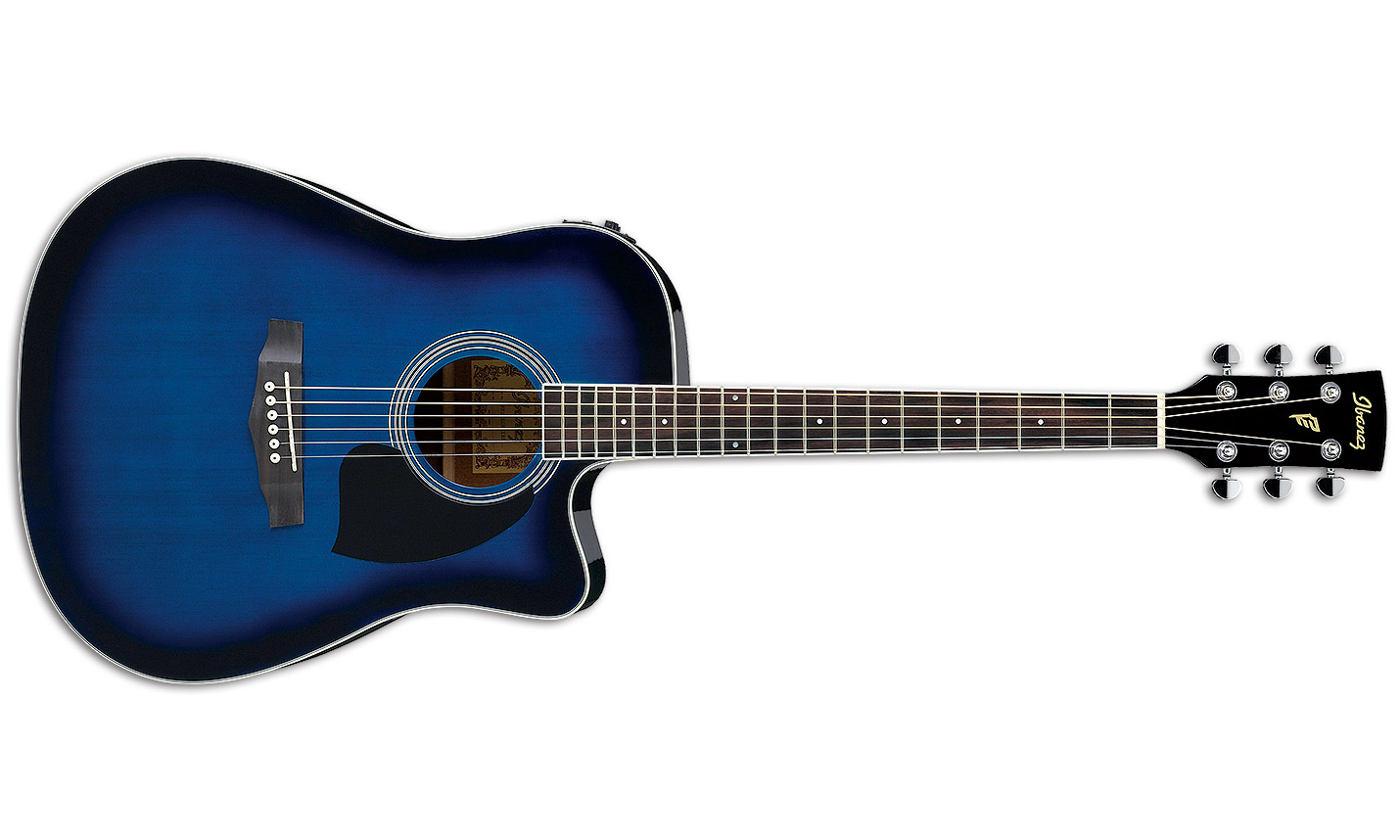 Ibanez Pf15ece Tbs Dreadnought Cw Epicea Acajou Lau - Trans Blue Sunburst - Electro acoustic guitar - Variation 1