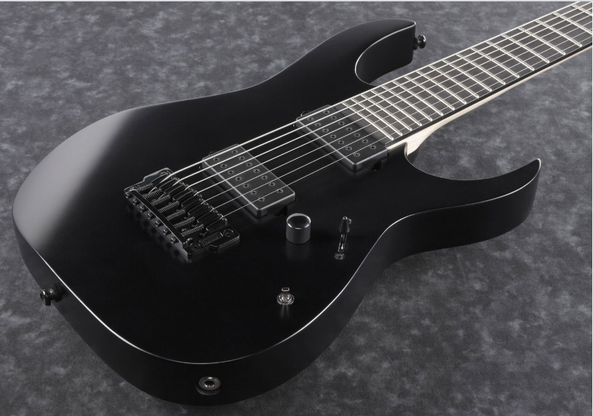Ibanez Rgixl7 Bkf Iron Label Hh Dimarzio Ht Eb - Black Flat - 7 string electric guitar - Variation 1