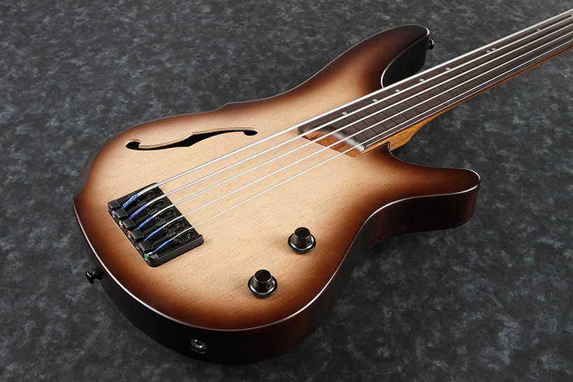 Ibanez Srh505f Nnf Fretless Bass Workshop Pan - Dragon Eye Burst Flat - Solid body electric bass - Variation 1