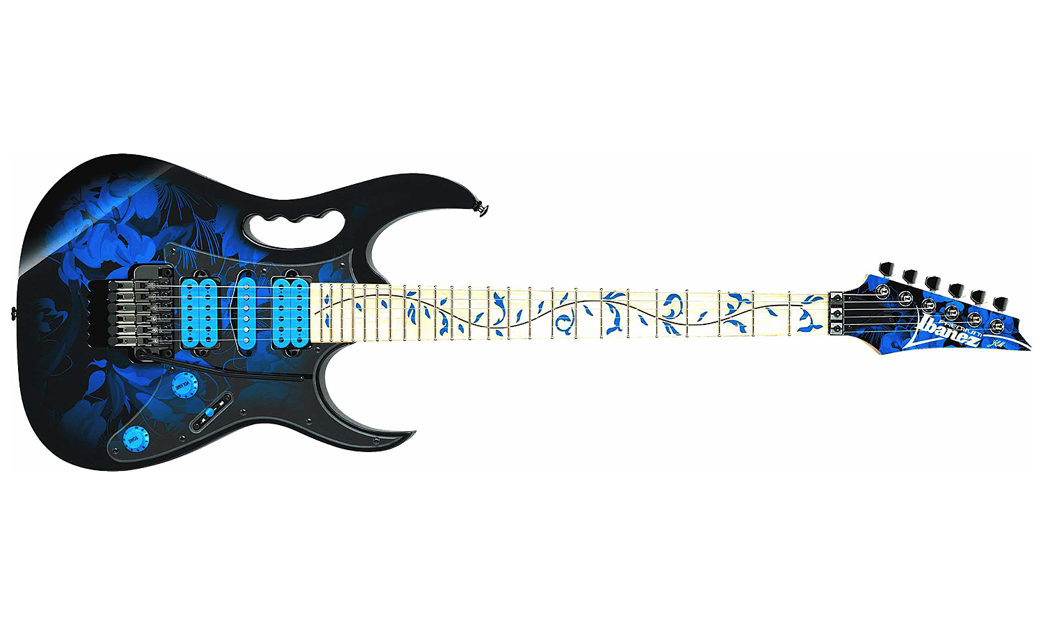 Ibanez Steve Vai Jem77p Bfp Premium Hsh Fr Mn - Blue Floral Pattern - Str shape electric guitar - Variation 1