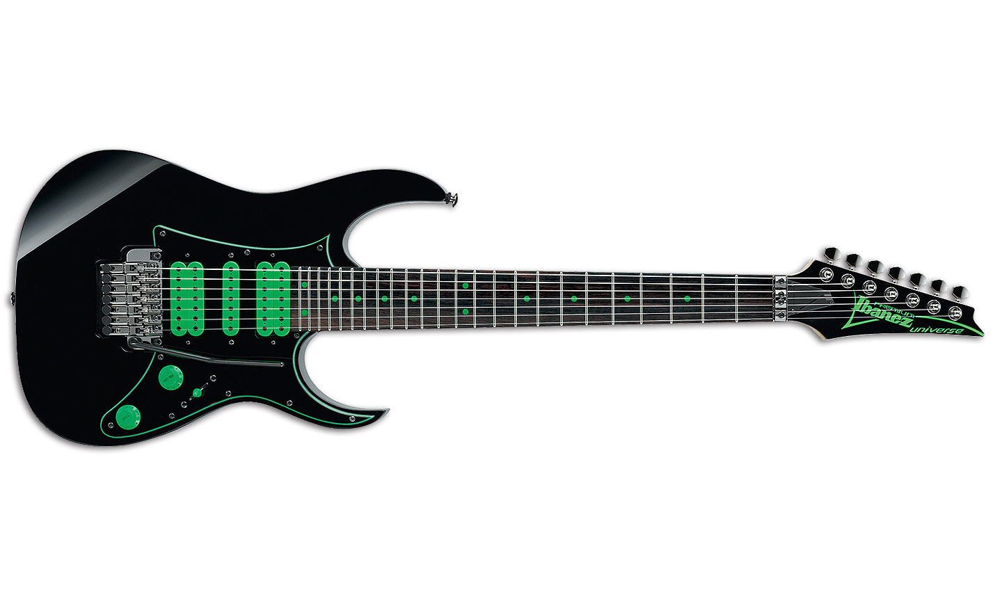 Ibanez Steve Vai Uv70p Bk Universe Premium Signature 7-cordes Hsh Fr Rw - Black - 7 string electric guitar - Variation 1