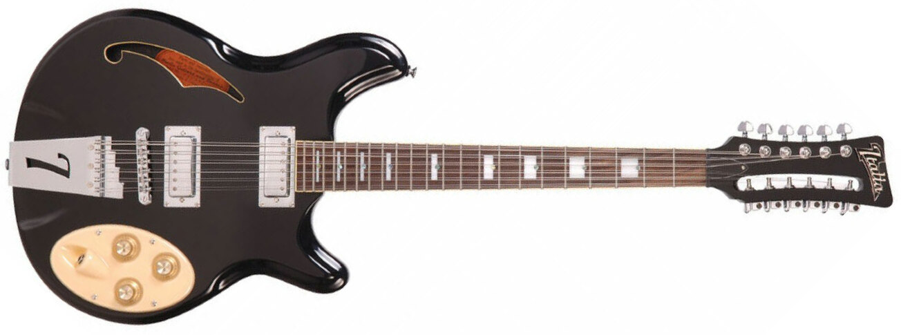 Italia Rimini 12 - Black - Semi-hollow electric guitar - Main picture