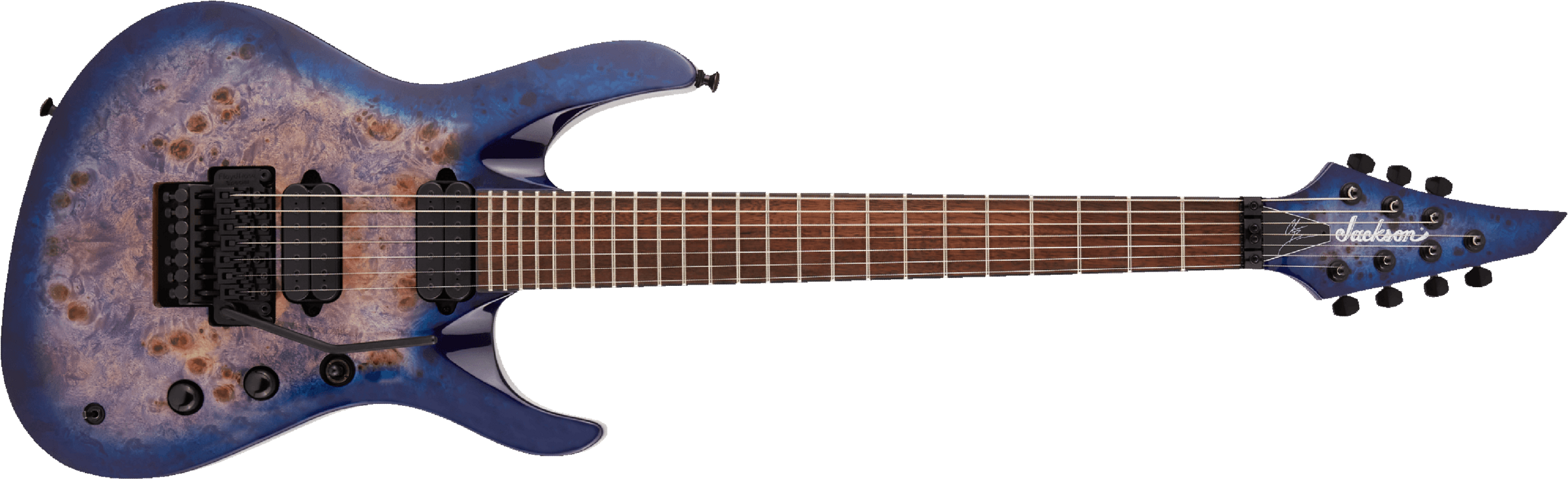 Jackson Chris Broderick Soloist 7 Pro Signature 2h Dimarzio Fr Lau - Trans Blue Poplar - 7 string electric guitar - Main picture
