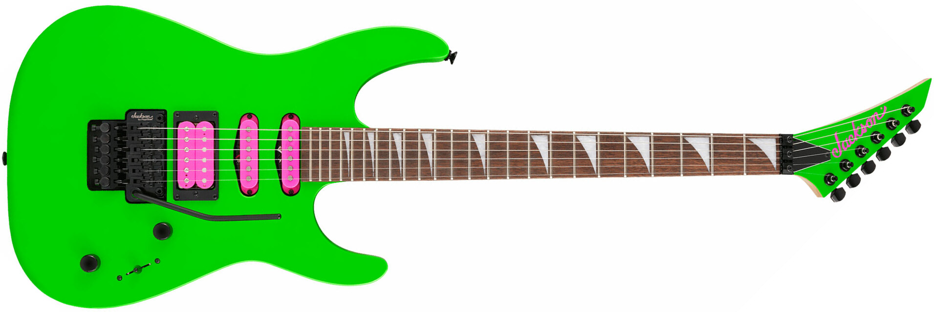 Jackson Dinky Dk3xr Hss Fr Lau - Neon Green - Str shape electric guitar - Main picture