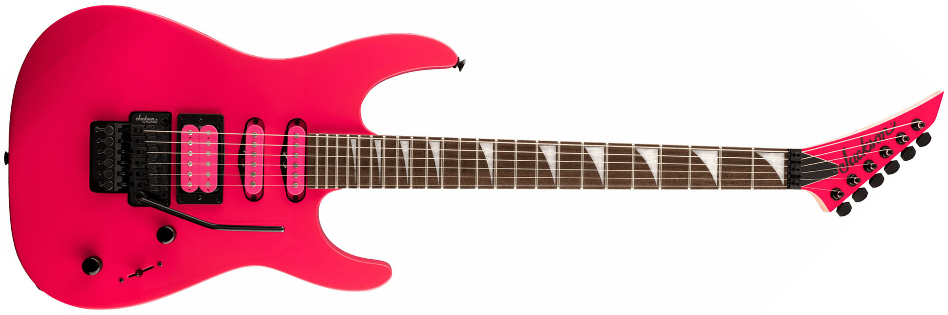 Dinky DK3XR HSS neon pink Str shape electric guitar Jackson