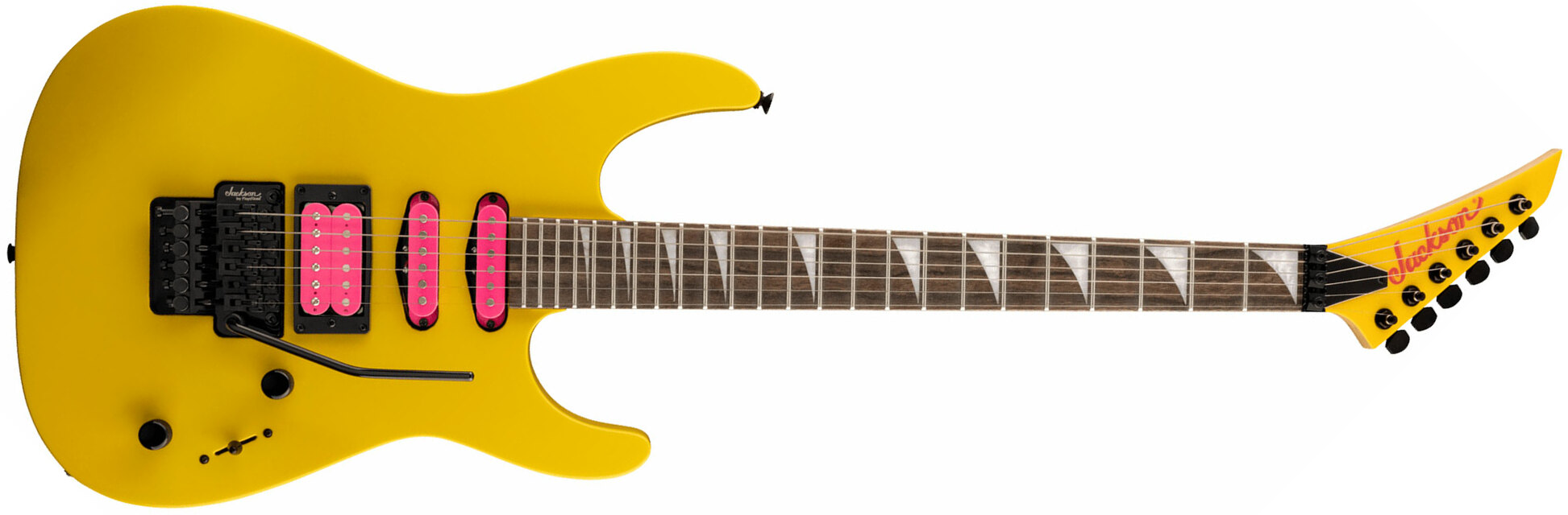 Jackson Dinky Dk3xr Hss Fr Lau - Caution Yellow - Str shape electric guitar - Main picture