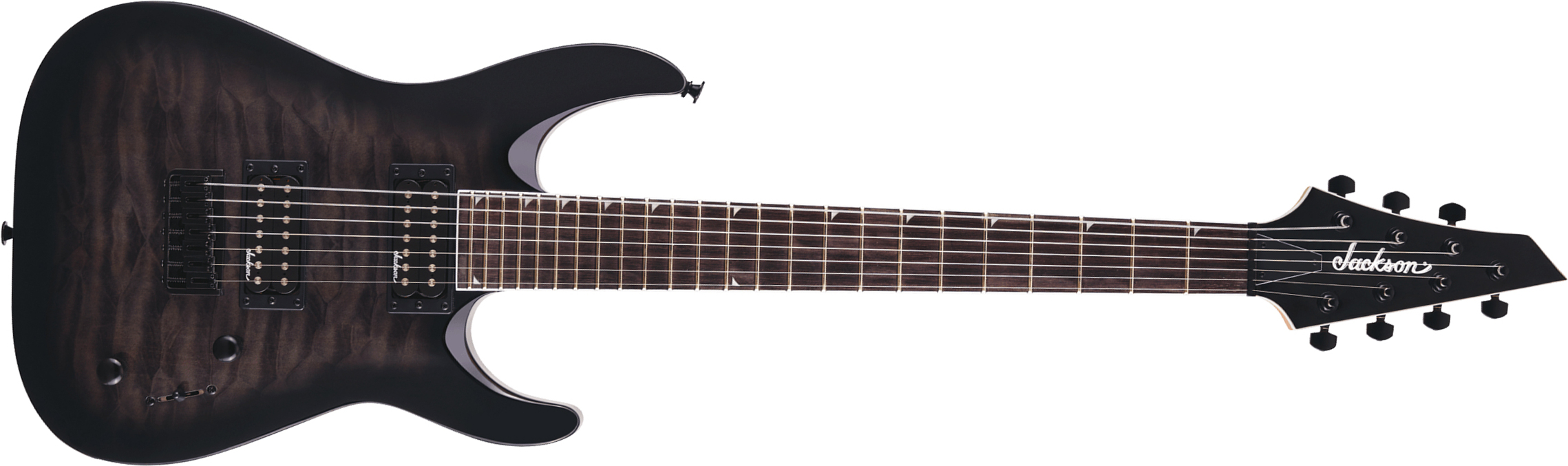 Jackson Dinky Js22q-7 Dka Ht Arch Top 2h Ht Ama - Transparent Black Burst - 7 string electric guitar - Main picture