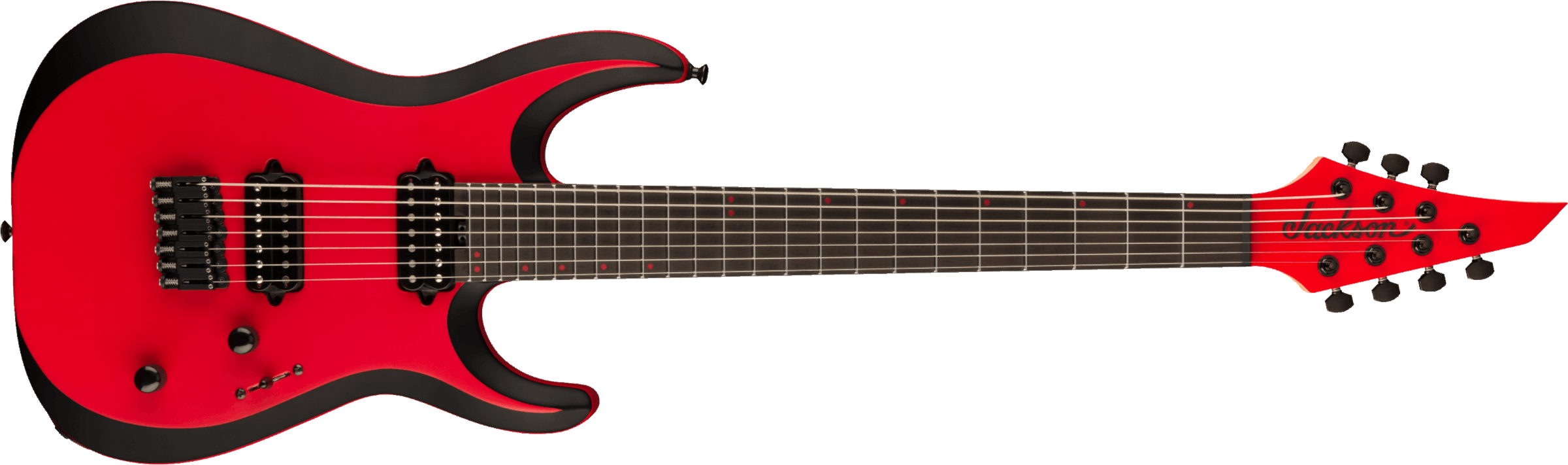 Jackson Dinky Mdk Ht7 Pro Plus 2h Bare Knuckle Eb - Satin Red W/black Bevels - 7 string electric guitar - Main picture