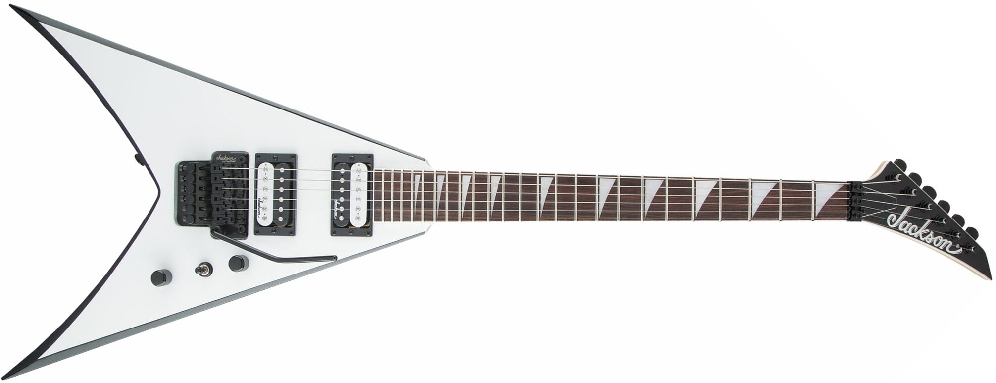 Jackson King V Js32 2h Fr Ama - White Black Bevels - Metal electric guitar - Main picture