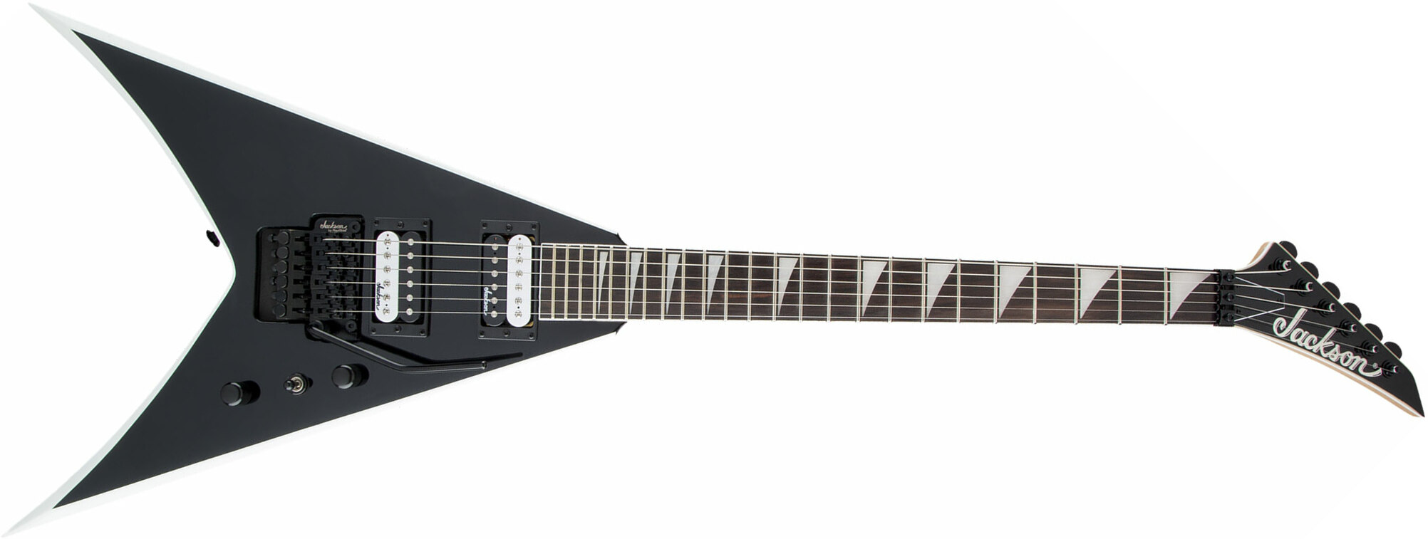 Jackson King V Js32 2h Fr Ama - Black White Bevels - Metal electric guitar - Main picture