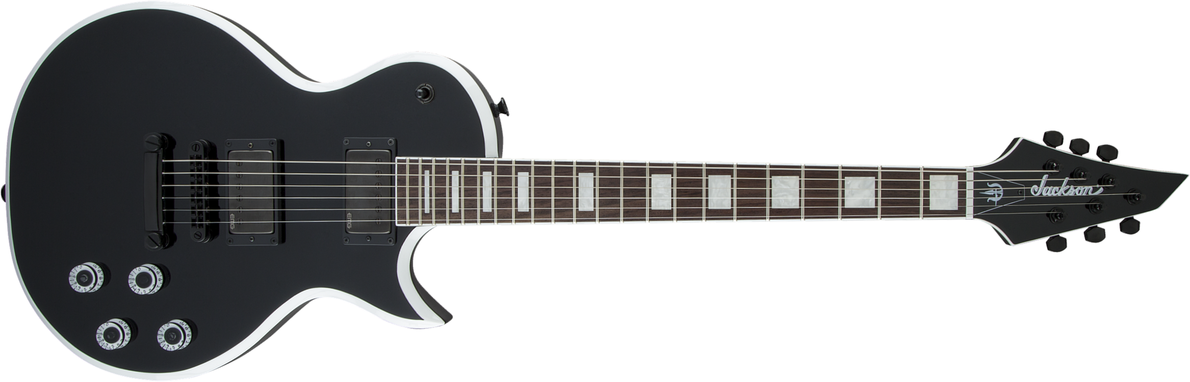 Jackson Marty Friedman Mf1 X-series Signature 2h Emg Ht Lau - Black With White Bevels - Single cut electric guitar - Main picture