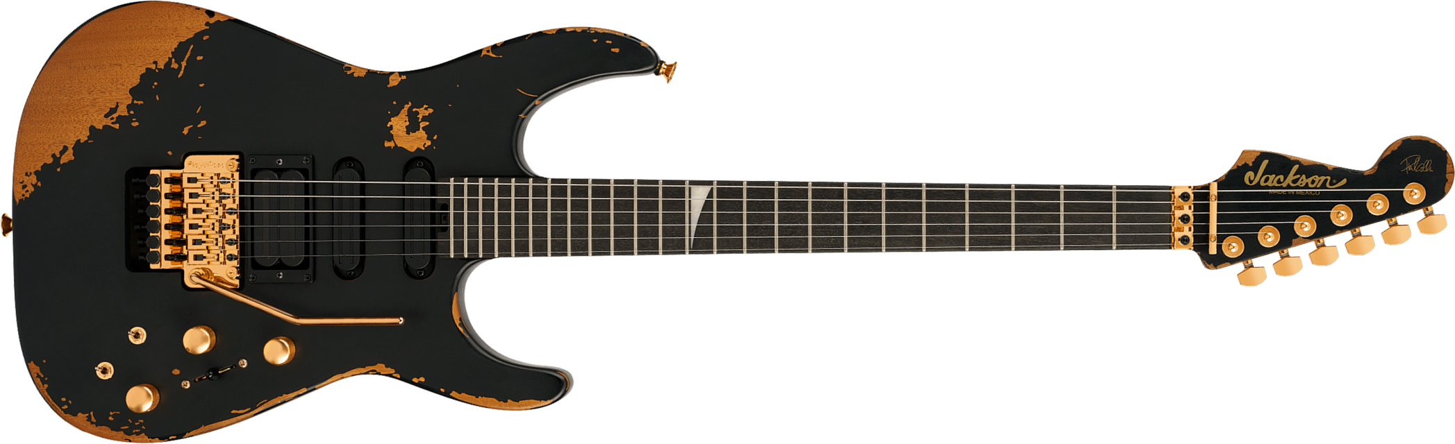 Jackson Phil Collen Pc1e Pro Mex Signature Hsh Fr Eb - Worn Black - Signature electric guitar - Main picture