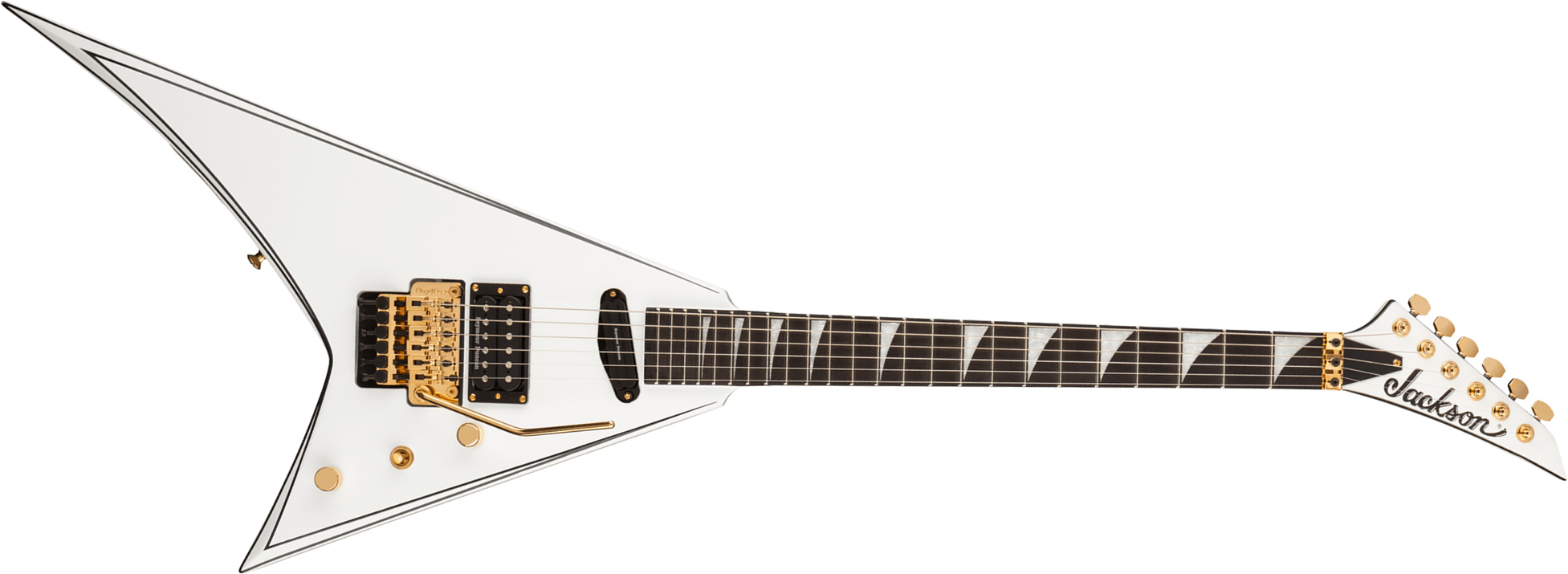 Jackson Rhoads Rr24 Hs Concept Hst Seymour Duncan Fr Eb - White With Black Pinstripes - Metal electric guitar - Main picture