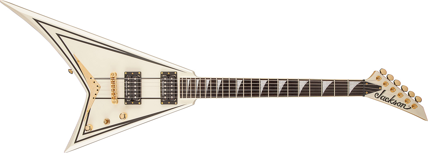 Jackson Rhoads Rrt-3 Pro 2h Seymour Duncan Ht Eb - Ivory With Black Pinstripes - Metal electric guitar - Main picture