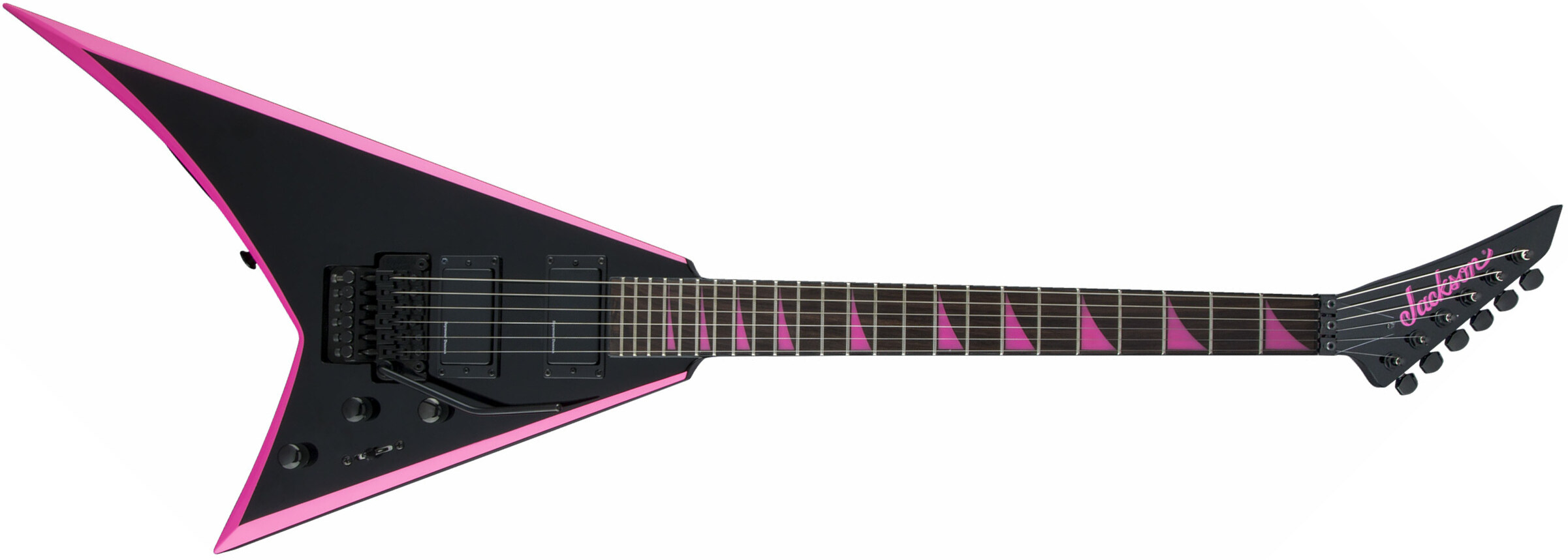 Jackson Rhoads Rrx24 Hh Seymour Duncan Fr Rw - Black With Pink Bevels - Metal electric guitar - Main picture