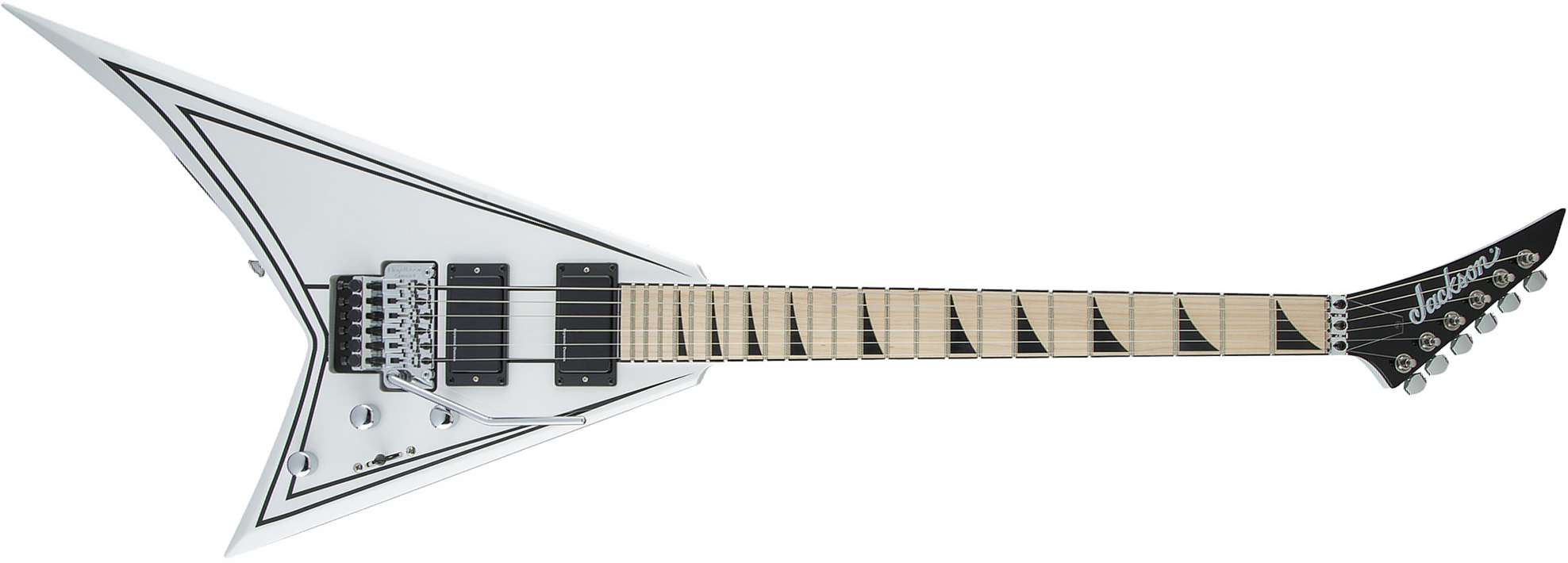 Jackson Rhoads Rrx24m 2h Seymour Duncan Fr Mn - White With Black Pinstripes - Metal electric guitar - Main picture