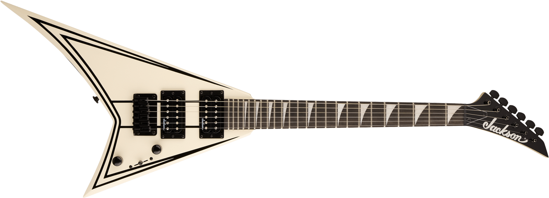 Jackson Rr Minion Js1xm Rhoads Shsc 2h Ht Ama - Snow White W/ Black Pin Stripes - Electric guitar for kids - Main picture