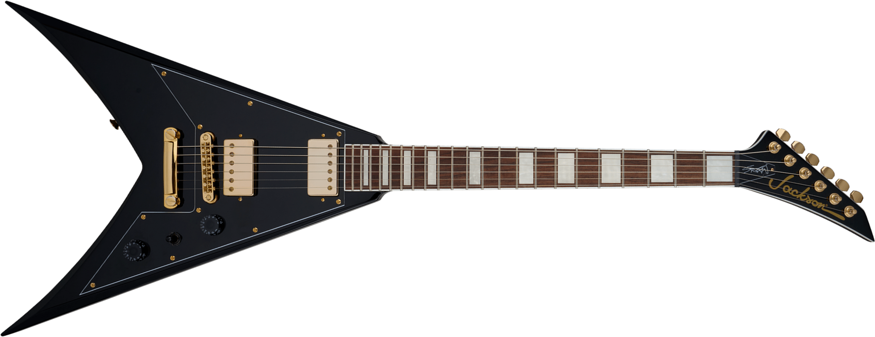 Jackson Scott Ian King V Kvxt X-series Signature 2h Ht Lau - Gloss Black - Signature electric guitar - Main picture