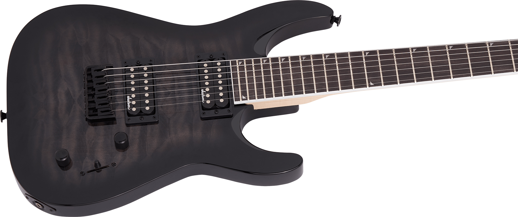 Jackson Dinky Js22q-7 Dka Ht Arch Top 2h Ht Ama - Transparent Black Burst - 7 string electric guitar - Variation 2