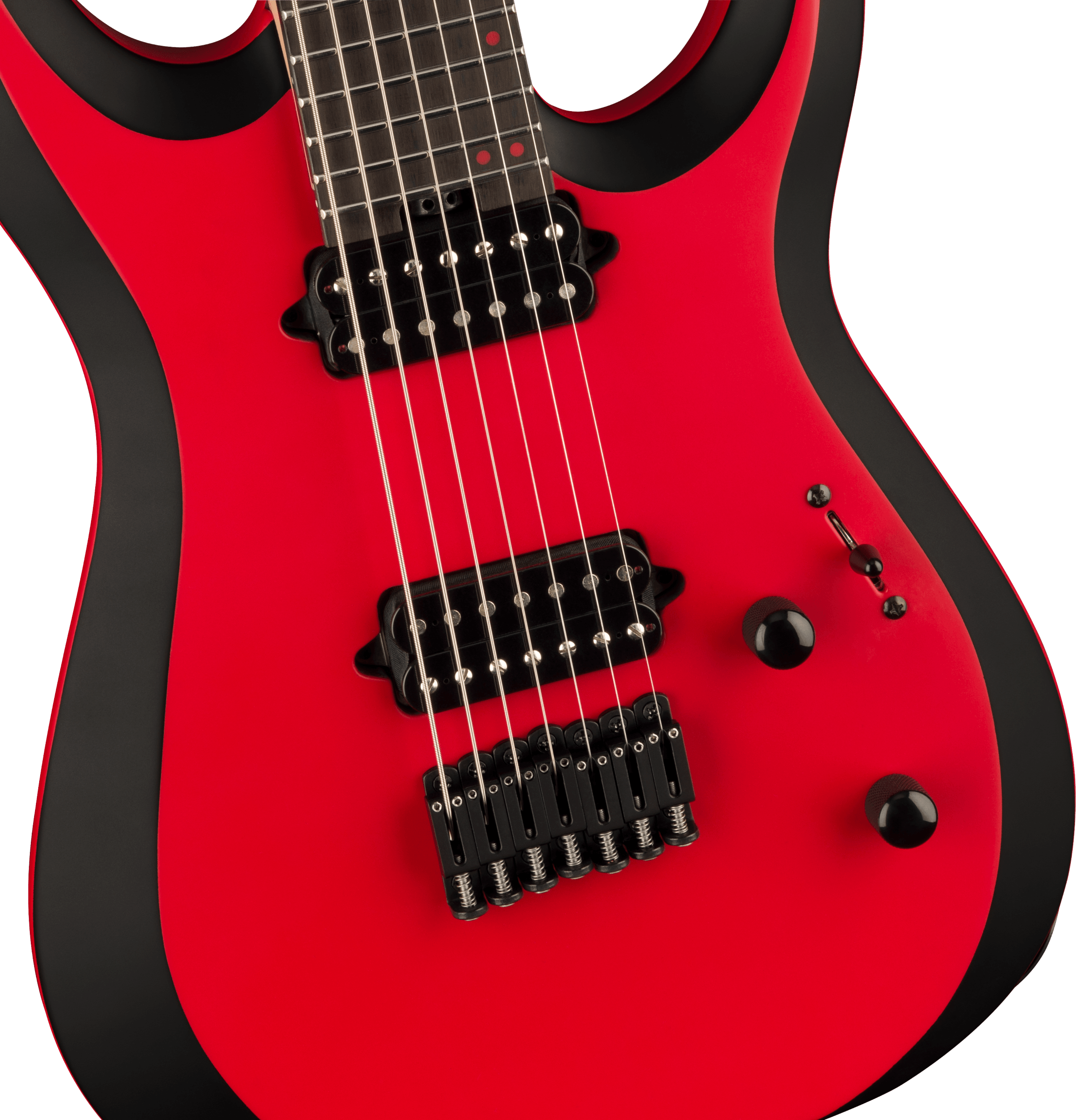 Jackson Dinky Mdk Ht7 Pro Plus 2h Bare Knuckle Eb - Satin Red W/black Bevels - 7 string electric guitar - Variation 2