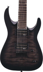 7 string electric guitar Jackson Dinky Arch Top JS22Q-7 DKA HT - Transparent black burst