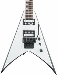 Metal electric guitar Jackson King V JS32 - White black bevels