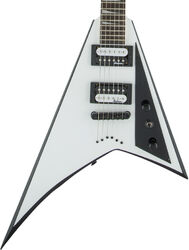 Metal electric guitar Jackson Rhoads JS32T - White with black bevels