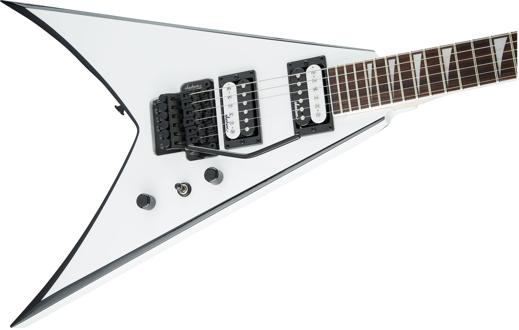 Jackson King V Js32 2h Fr Ama - White Black Bevels - Metal electric guitar - Variation 2