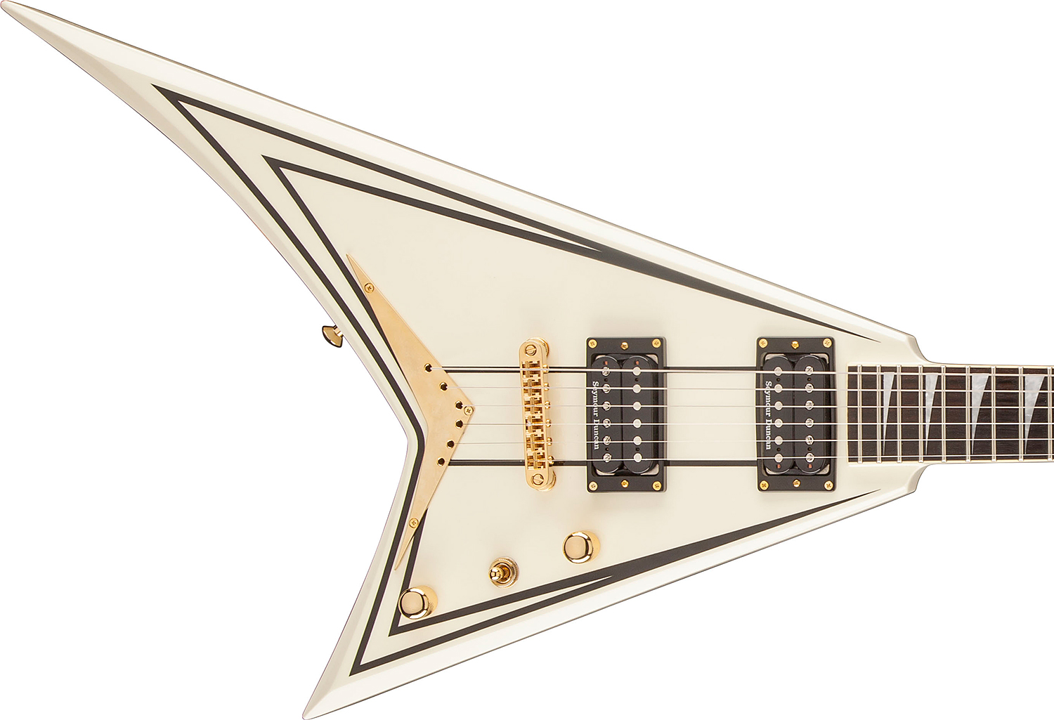 Jackson Rhoads Rrt-3 Pro 2h Seymour Duncan Ht Eb - Ivory With Black Pinstripes - Metal electric guitar - Variation 2