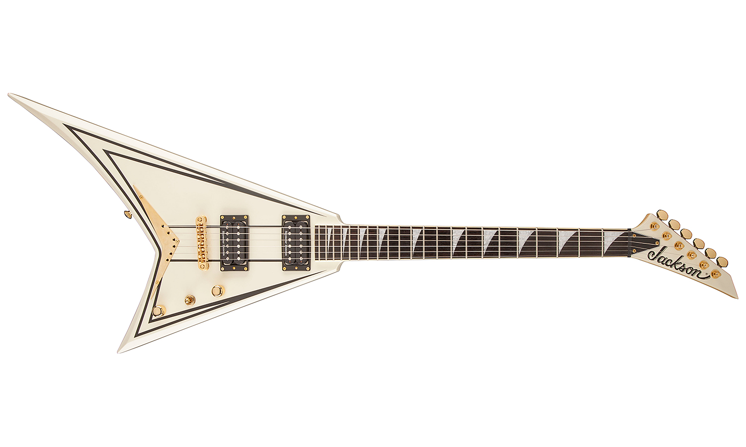 Jackson Rhoads Rrt-3 Pro 2h Seymour Duncan Ht Eb - Ivory With Black Pinstripes - Metal electric guitar - Variation 1