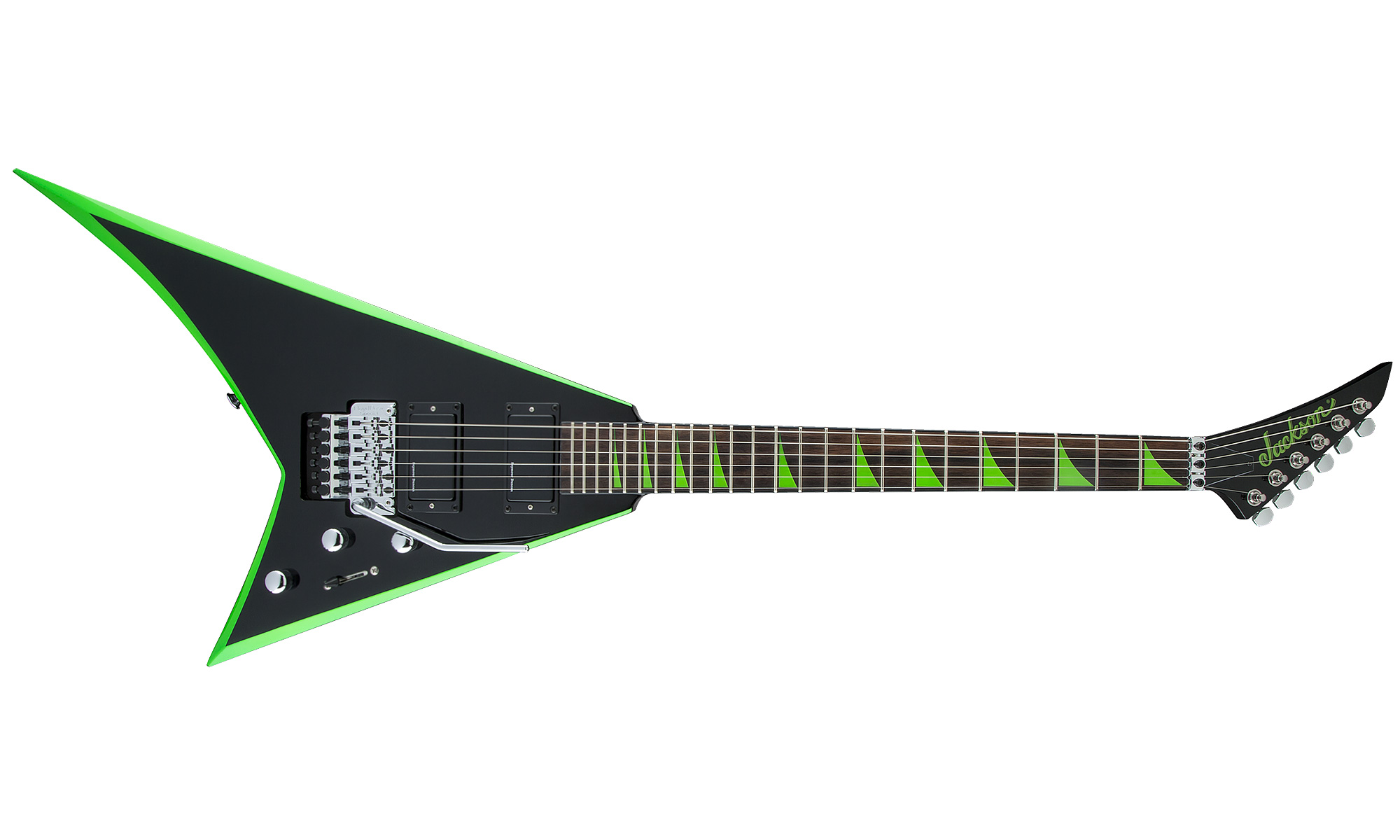 Jackson Rhoads Rrx24 Hh S.duncan Floyd Rose Rw - Black With Neon Green Bevels - Metal electric guitar - Variation 1