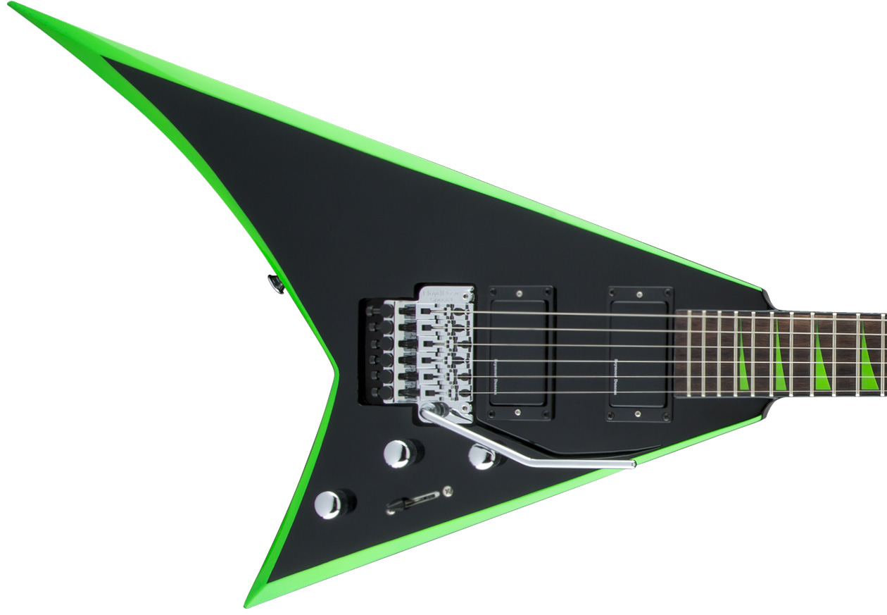 Jackson Rhoads Rrx24 Hh S.duncan Floyd Rose Rw - Black With Neon Green Bevels - Metal electric guitar - Variation 2