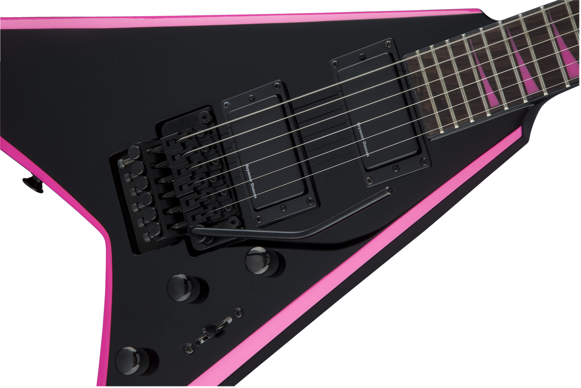 Jackson Rhoads Rrx24 Hh Seymour Duncan Fr Rw - Black With Pink Bevels - Metal electric guitar - Variation 2