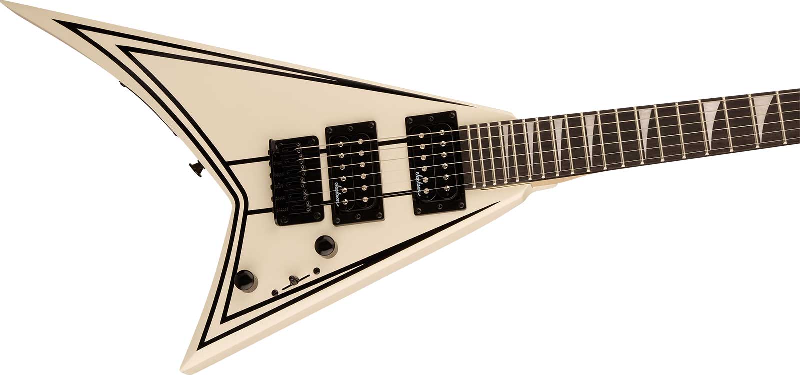 Jackson Rr Minion Js1xm Rhoads Shsc 2h Ht Ama - Snow White W/ Black Pin Stripes - Electric guitar for kids - Variation 2